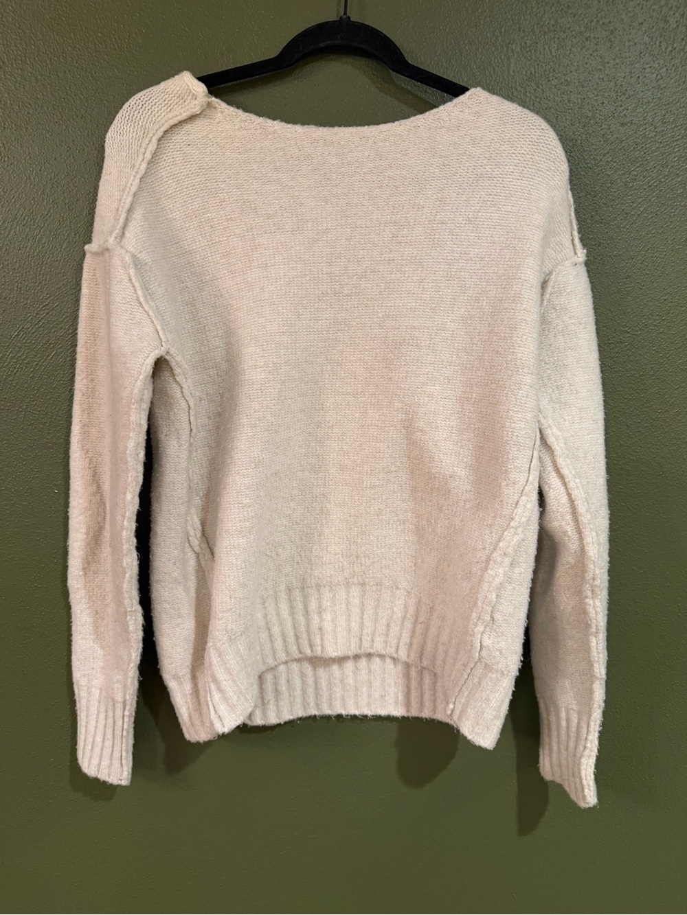 Free People Cream Scoop Neck Knit Sweater